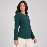Women Pleated Long Sleeve Top
