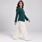 Women Pleated Long Sleeve Top