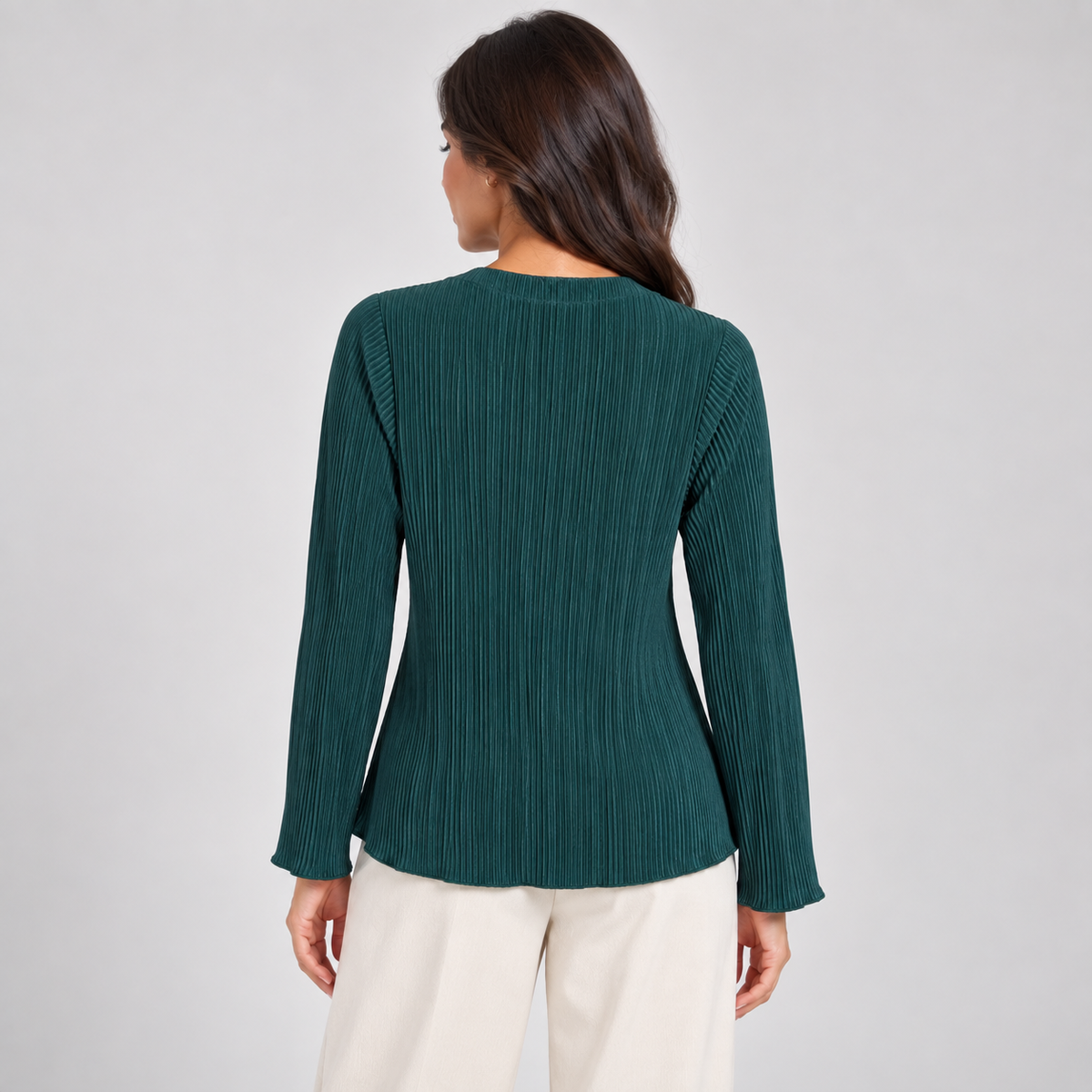 Women Pleated Long Sleeve Top