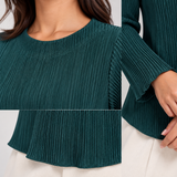 Women Pleated Long Sleeve Top