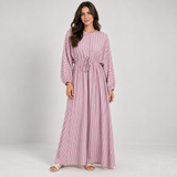 Women Striped Drawstring Maxi Dress