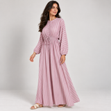 Women Striped Drawstring Maxi Dress