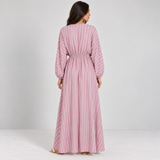 Women Striped Drawstring Maxi Dress