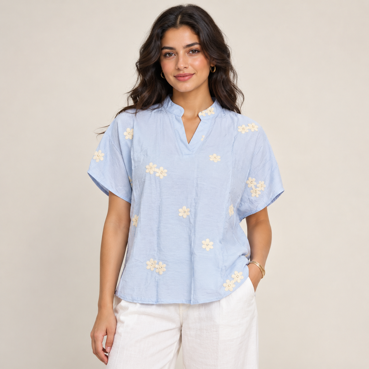 Women Floral Embroidered Relaxed Blouse