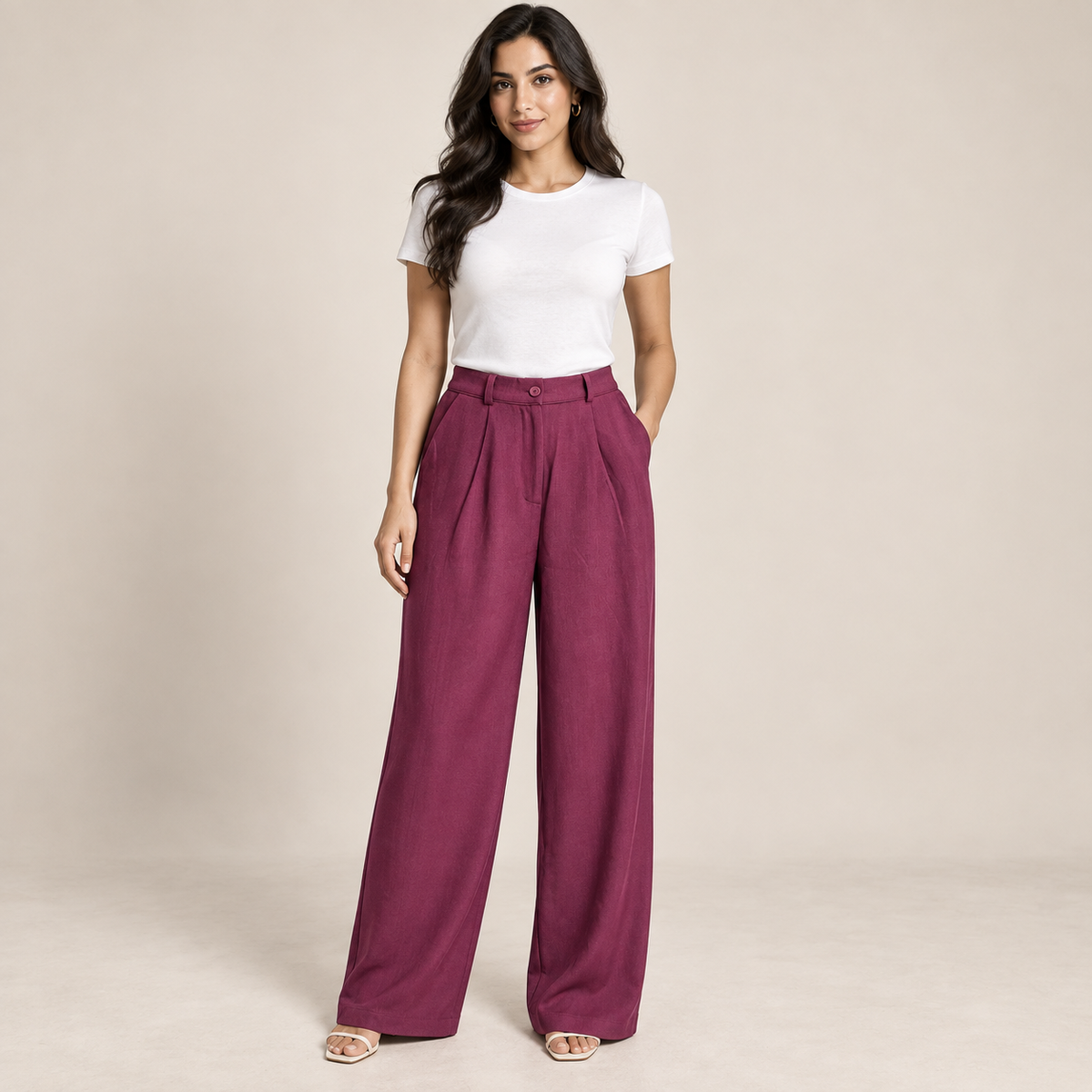 Women Relaxed Wide-Leg Trousers