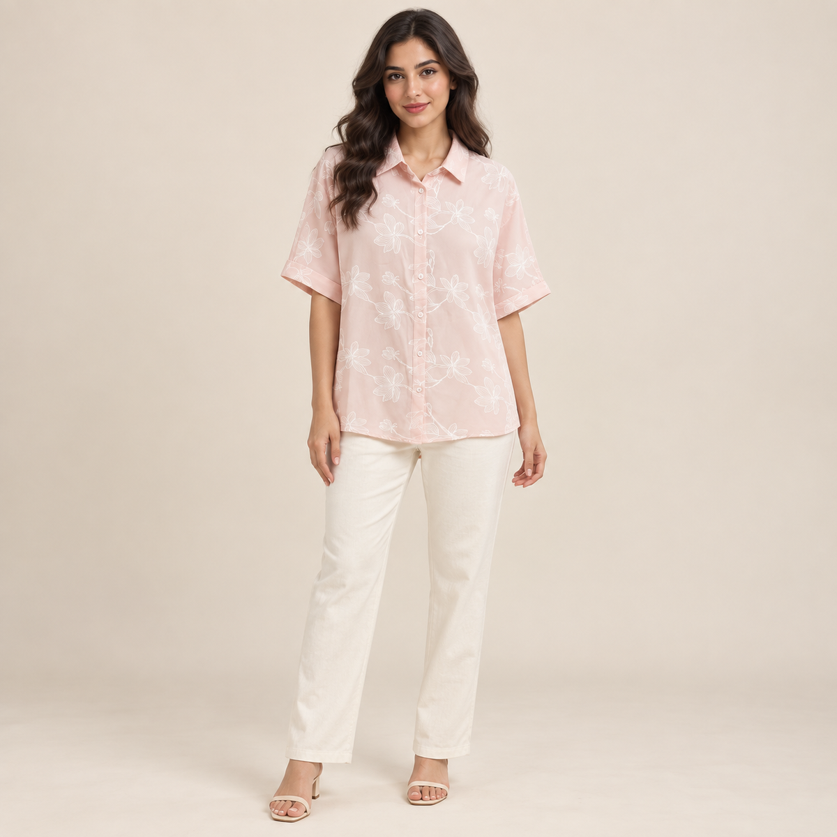 Women Floral Embroidered Relaxed Shirt