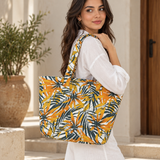 Tropical Print Quilted Tote Bag