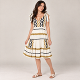 Chevron Embroidered Tie-Shoulder Dress