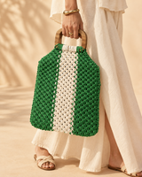 Crochet Wooden Handle Tote Bag