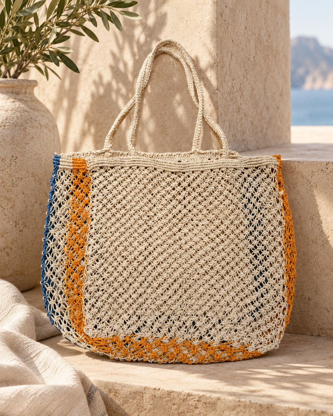 Textured Crochet Tote Bag