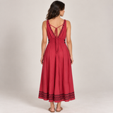 Embroidered V-Neck Maxi Dress