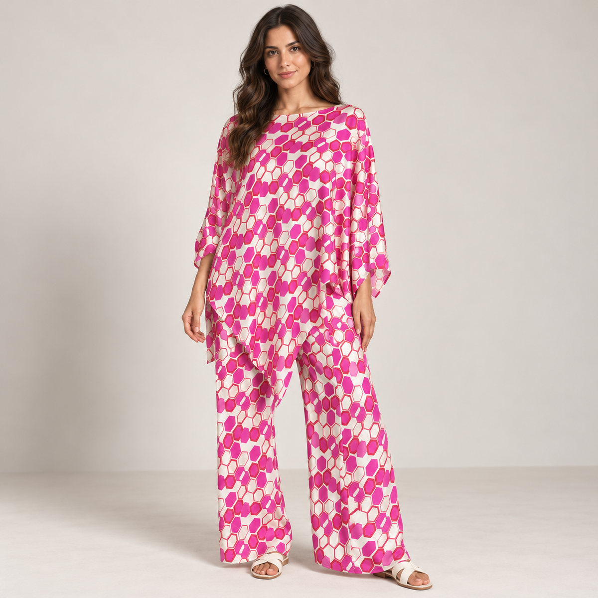 Women Geometric Print Relaxed Two-Piece Set