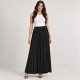 Pleated Tie-Waist Maxi Skirt