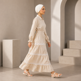 Women Linen Tiered Maxi Dress