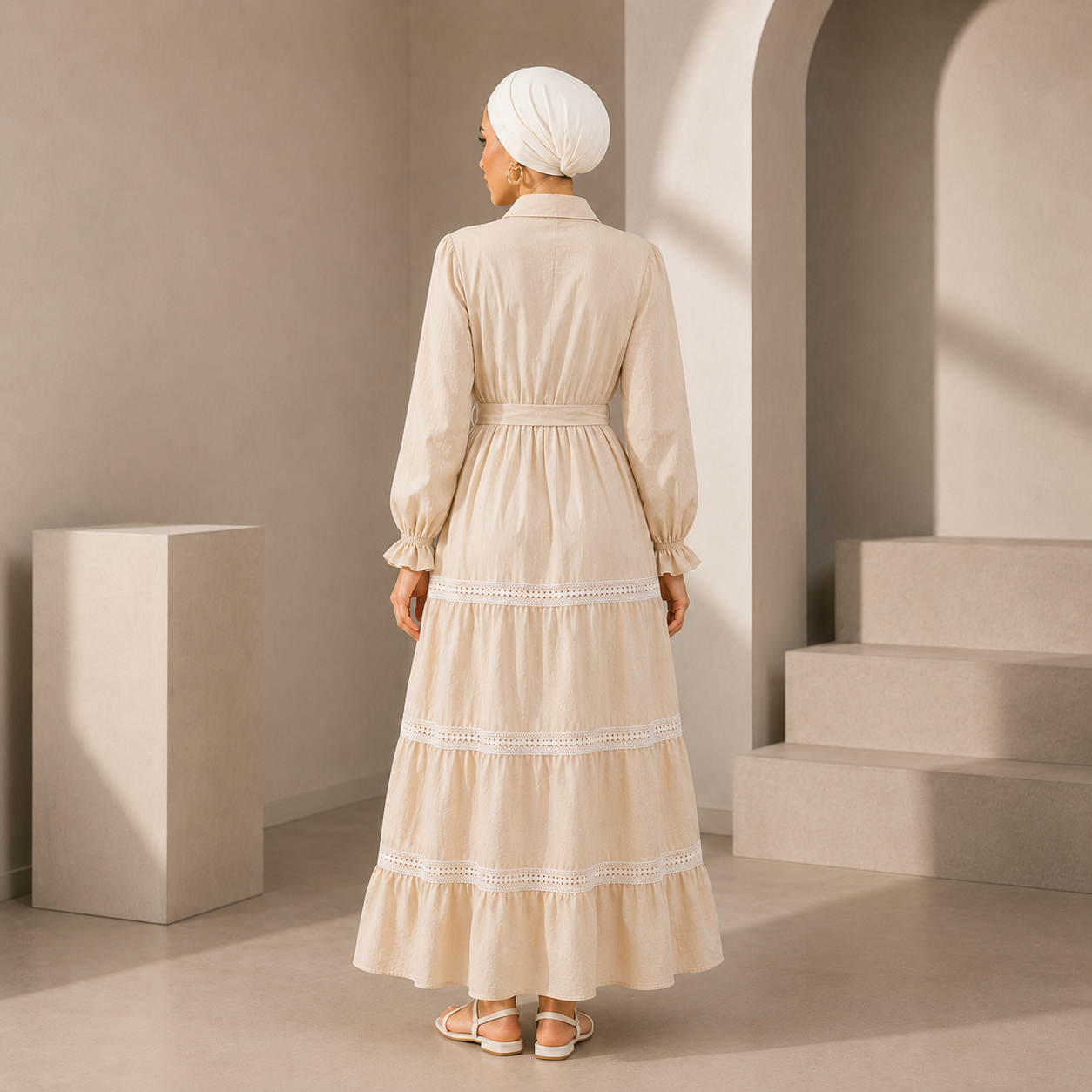 Women Linen Tiered Maxi Dress