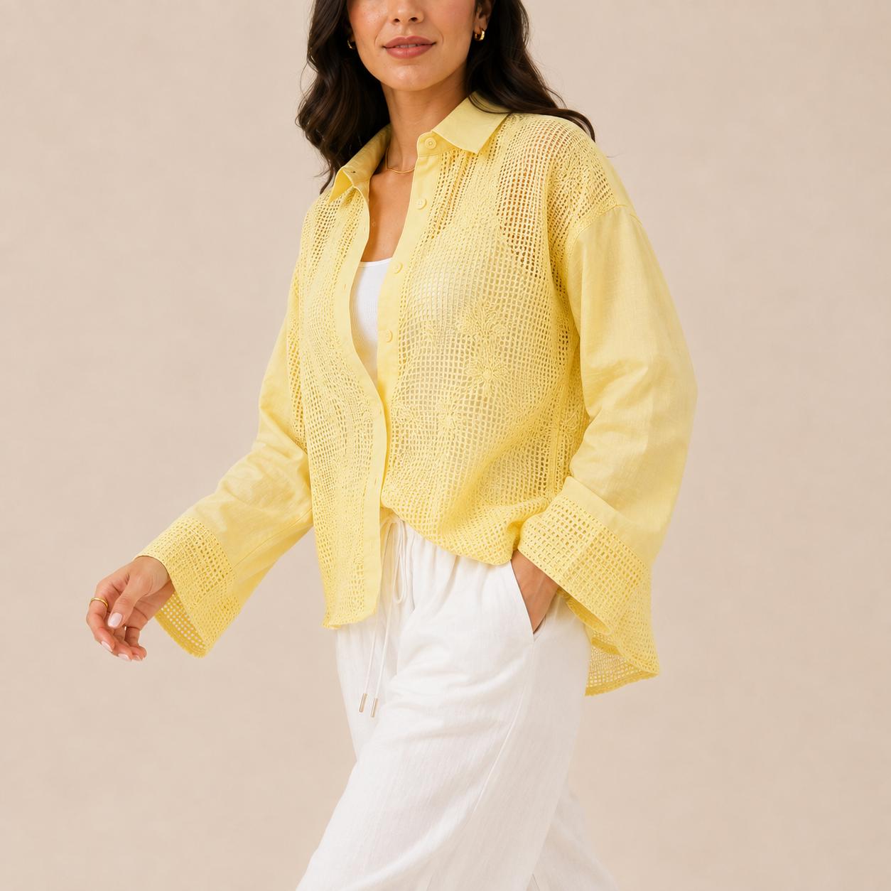 Women Panel Button-Up Shirt