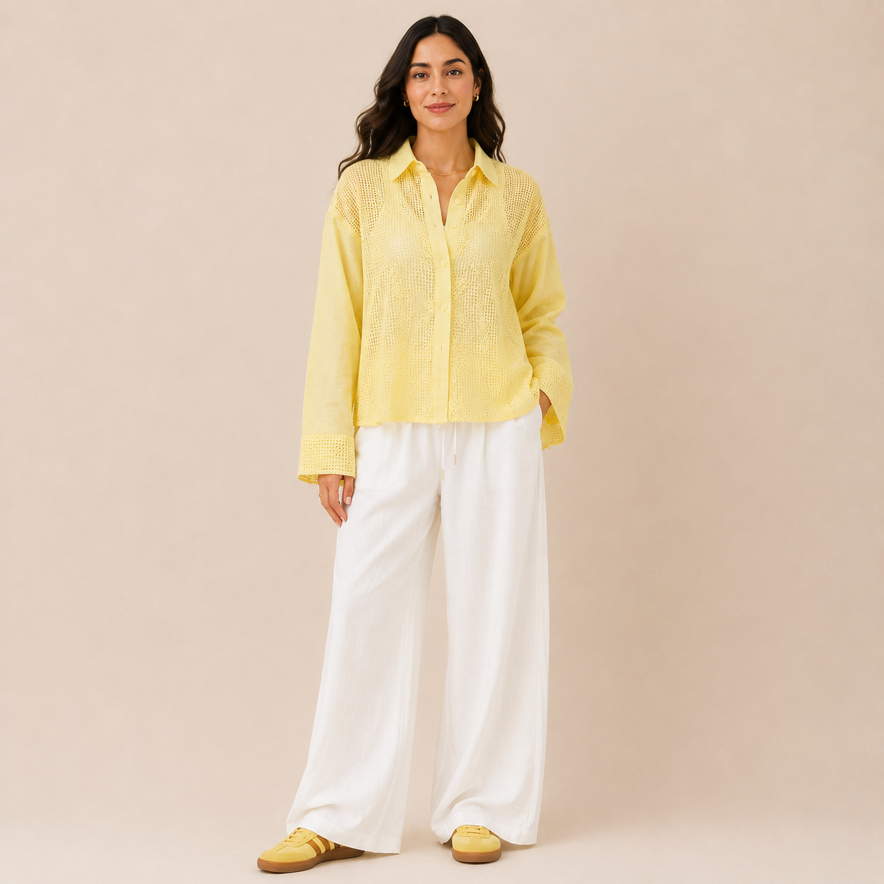 Women Panel Button-Up Shirt