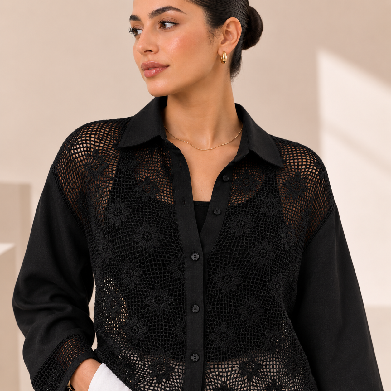 Women Panel Button-Up Shirt