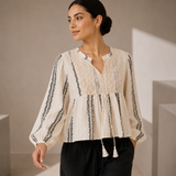 Women Tie-Neck Peplum Blouse