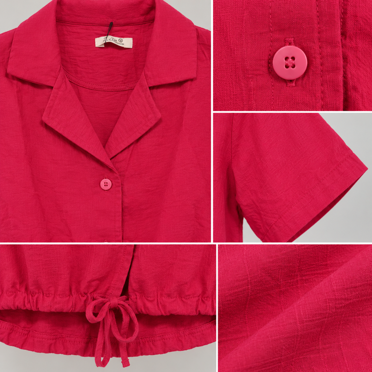 Girls Textured Drawstring Hem Shirt