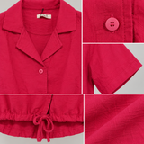Girls Textured Drawstring Hem Shirt