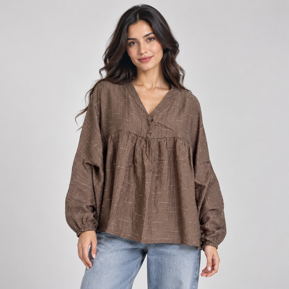 Women Shimmer Texture Relaxed Blouse