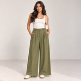 Women Pleated Wide-Leg Pants