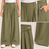 Women Pleated Wide-Leg Pants