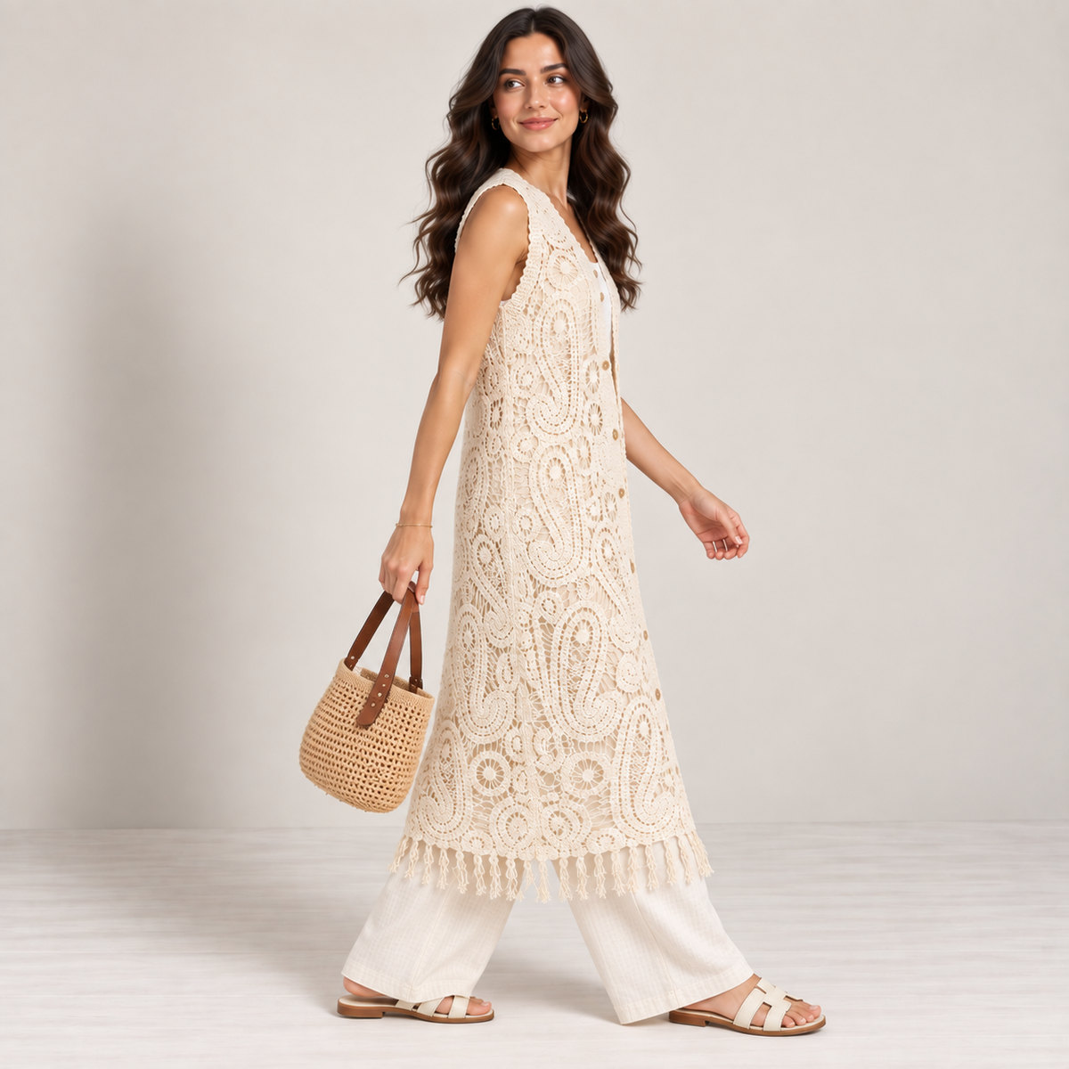 فيست كروشيه طويل بشراشيب
