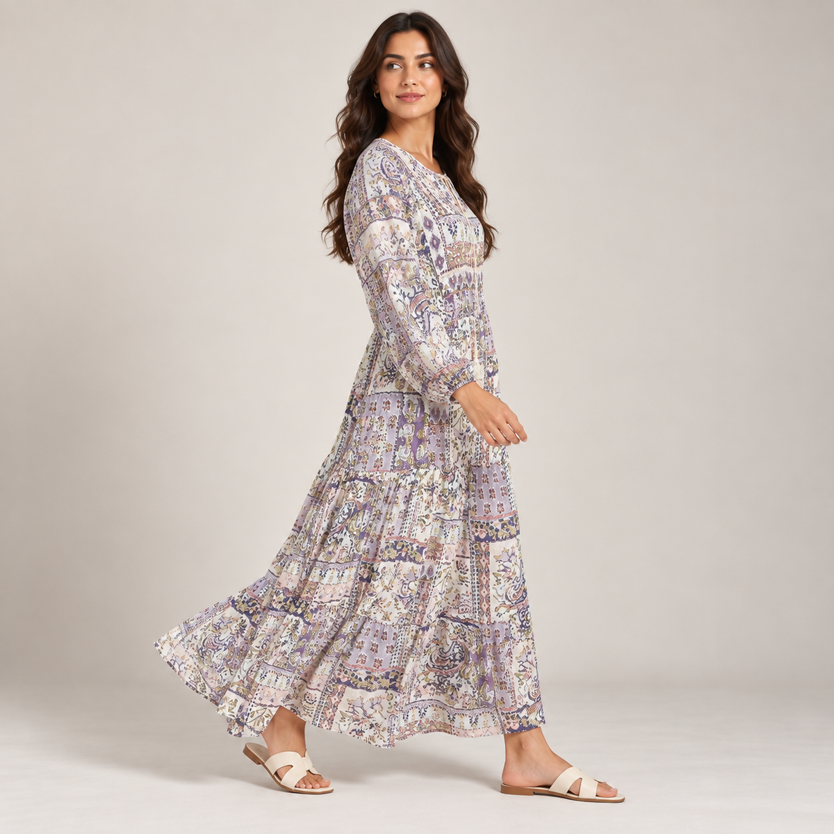 Women Wrap Detail Asymmetric Midi Dress