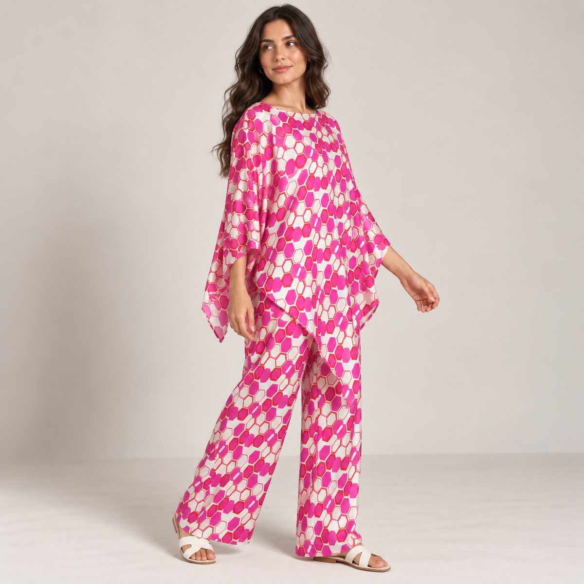 Women Geometric Print Relaxed Two-Piece Set