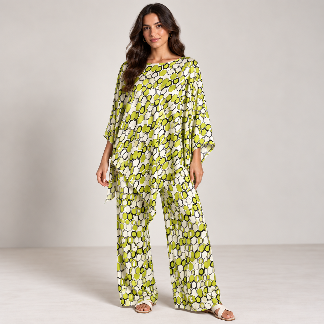 Women Geometric Print Relaxed Two-Piece Set
