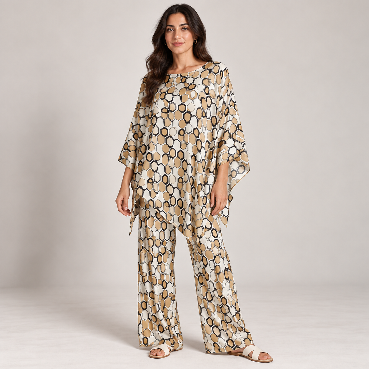 Women Geometric Print Relaxed Two-Piece Set