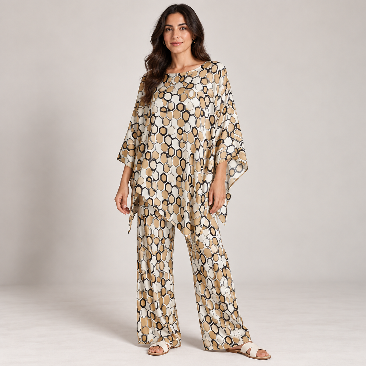 Women Geometric Print Relaxed Two-Piece Set