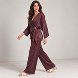 Women Satin Wrap Two-Piece Set