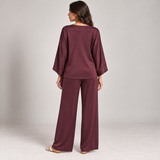 Women Satin Wrap Two-Piece Set