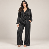 Women Satin Wrap Two-Piece Set