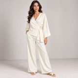 Women Satin Wrap Two-Piece Set