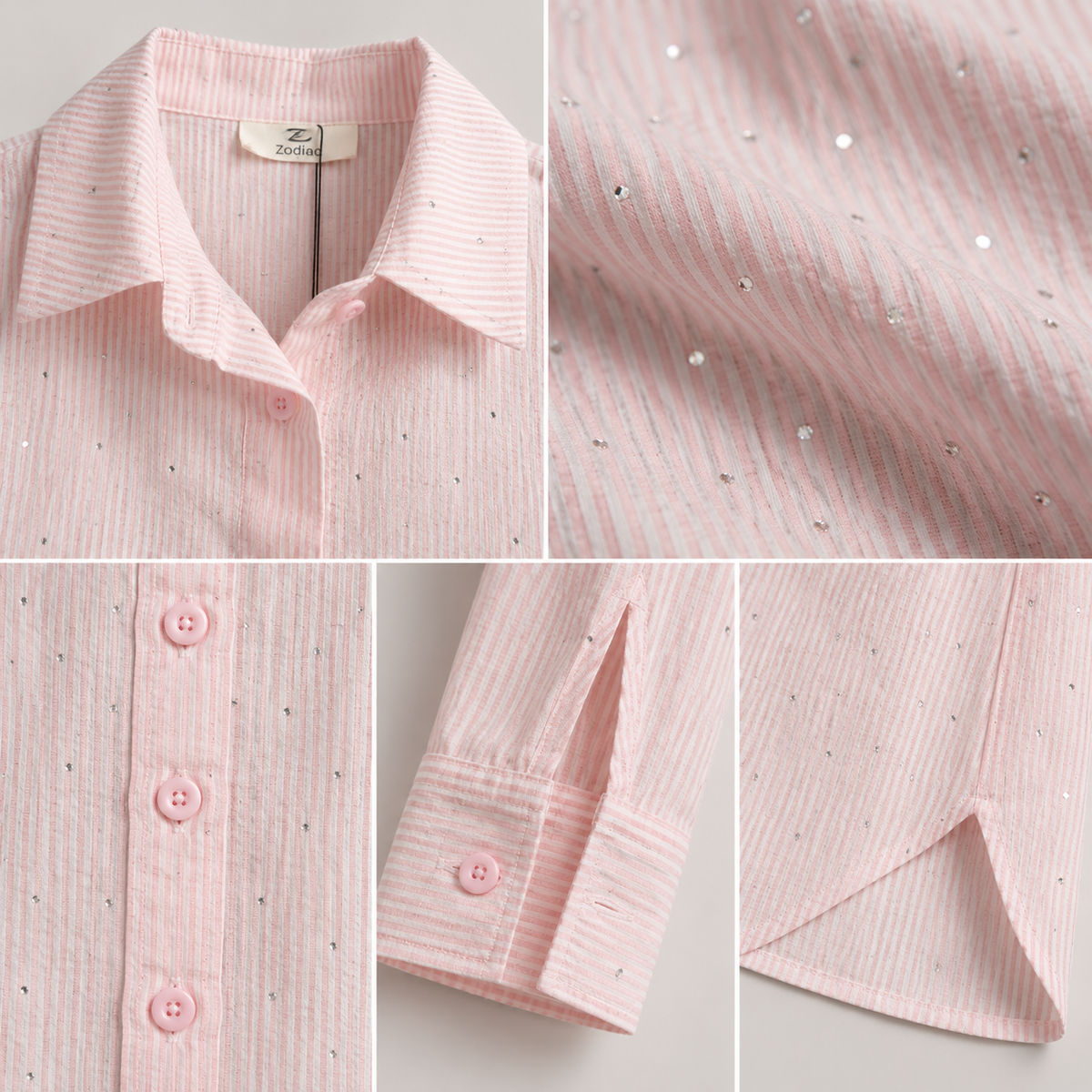 Women Rhinestone Pinstripe Shirt