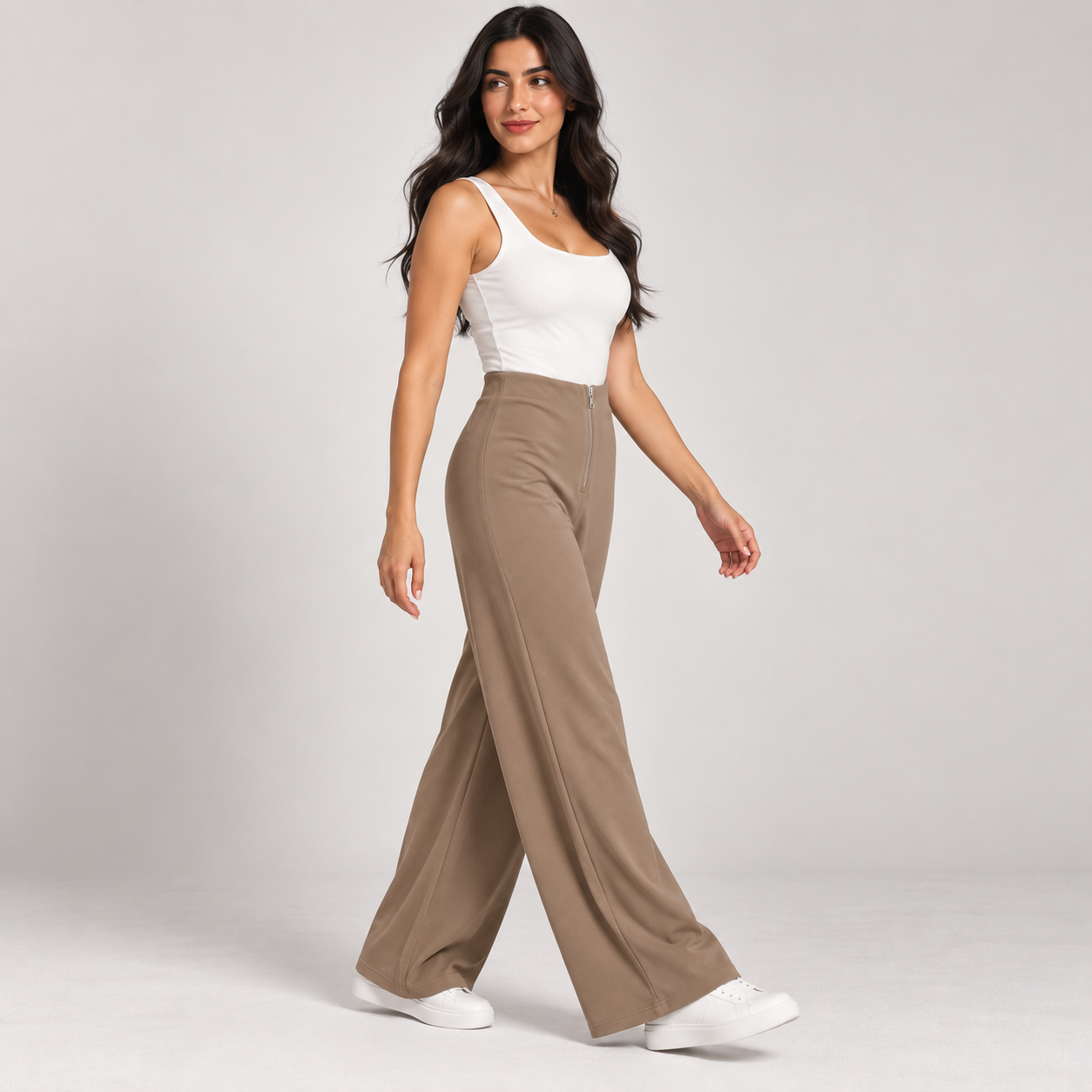 High-Waist Wide-Leg Trousers