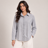 Women Rhinestone Pinstripe Shirt