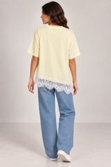 Women Lace Hem Relaxed T-Shirt