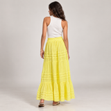 Women Tiered Drawstring Maxi Skirt