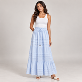 Women Tiered Drawstring Maxi Skirt