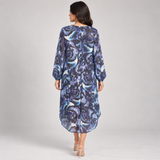 Abstract Print Chiffon Long Cardigan