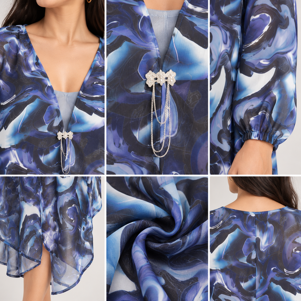 Abstract Print Chiffon Long Cardigan