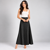 Polka Dot Satin Maxi Skirt