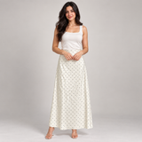 Polka Dot Satin Maxi Skirt