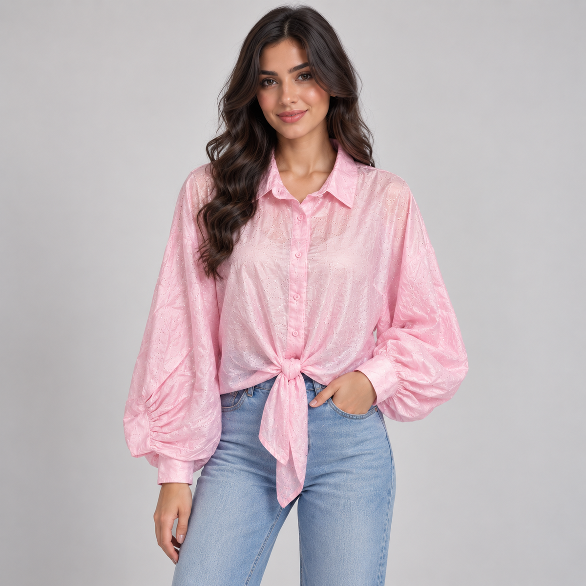 Sparkle Tie-Front Shirt