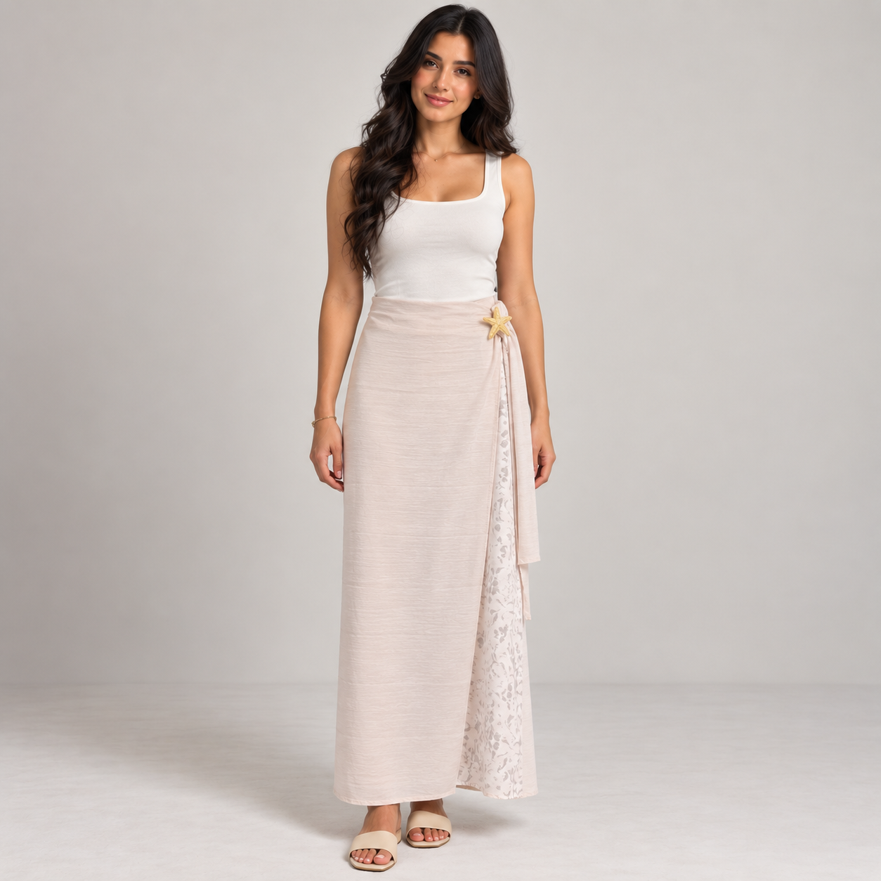 Starfish Detail Wrap Maxi Skirt